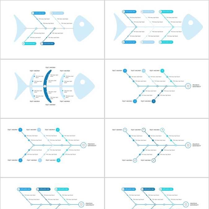 【免费】蓝色鱼骨图PPT模板