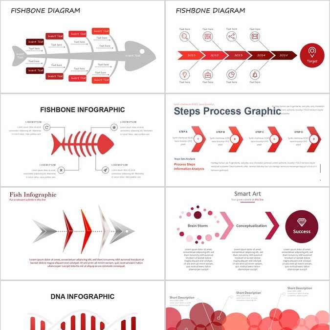 【免费】红色鱼骨图和甘特图PPT模板