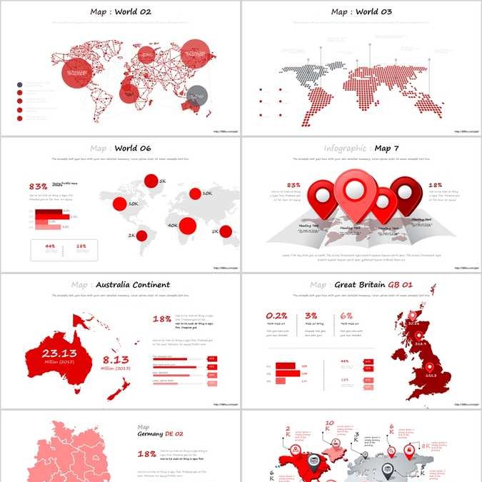 【免费】红色世界地图PPT模板